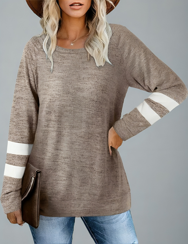 Levoire | Femmes Manches Longues Patchwork Col Rond Décontracté Imprimé T-Shirt