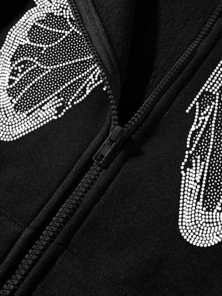 Levoire | Y2K Papillon Surdimensionné À Fermeture Éclair Sweat À Capuche