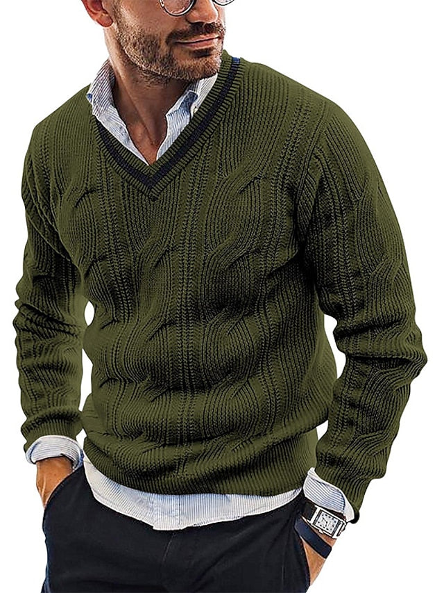 Levoire | Pull En Laine À Col En V À Manches Longues Vert