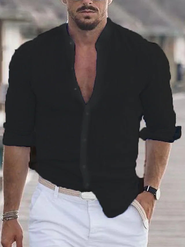 Levoire | Élégant Et Stylé Chemise En Lin Noir