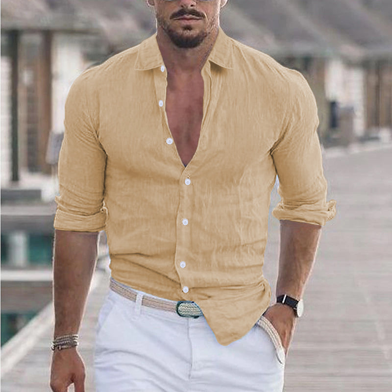 Levoire | Chemise En Lin Pour Homme Avec Col Réversible kaki