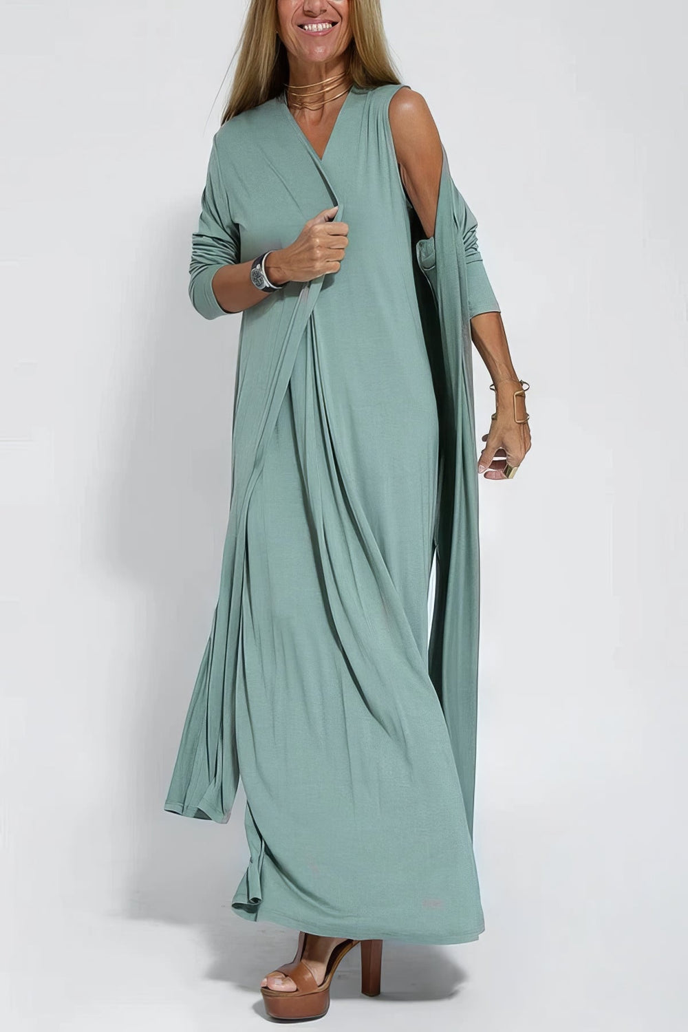 Levoire | Robe Élégante Longue + Gilet Correspondant Comme Cadeau