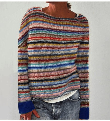 Levoire | Pull Femme Tricoté Rétro Avec Imprimé Unique Confortable