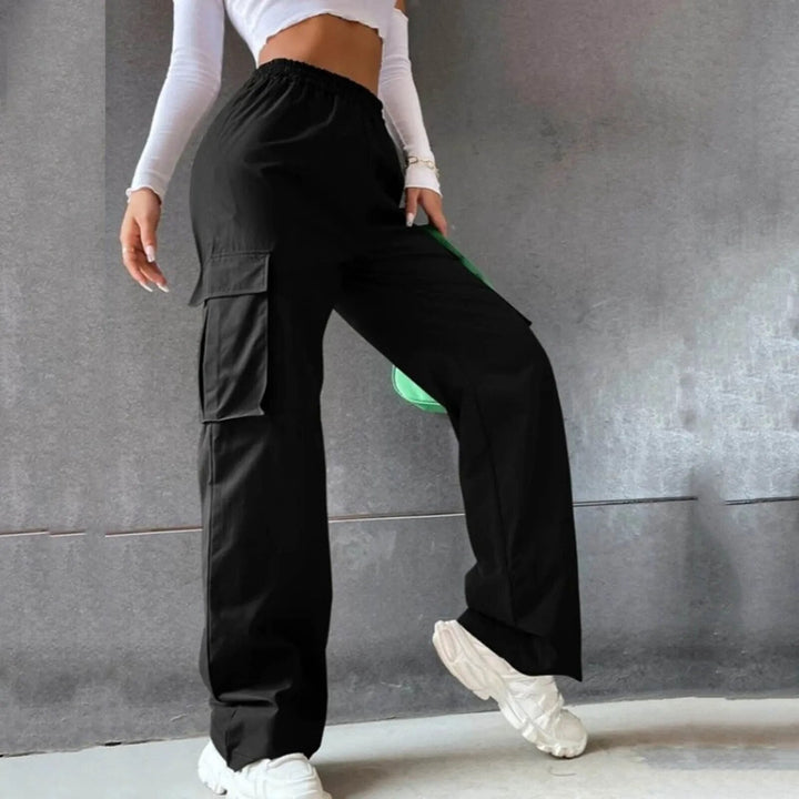Levoire | Pantalons Cargo Taille Haute Avec Plusieurs Poches Noir