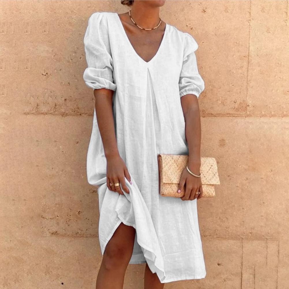 Levoire | Robe En Lin Élégante Blanc