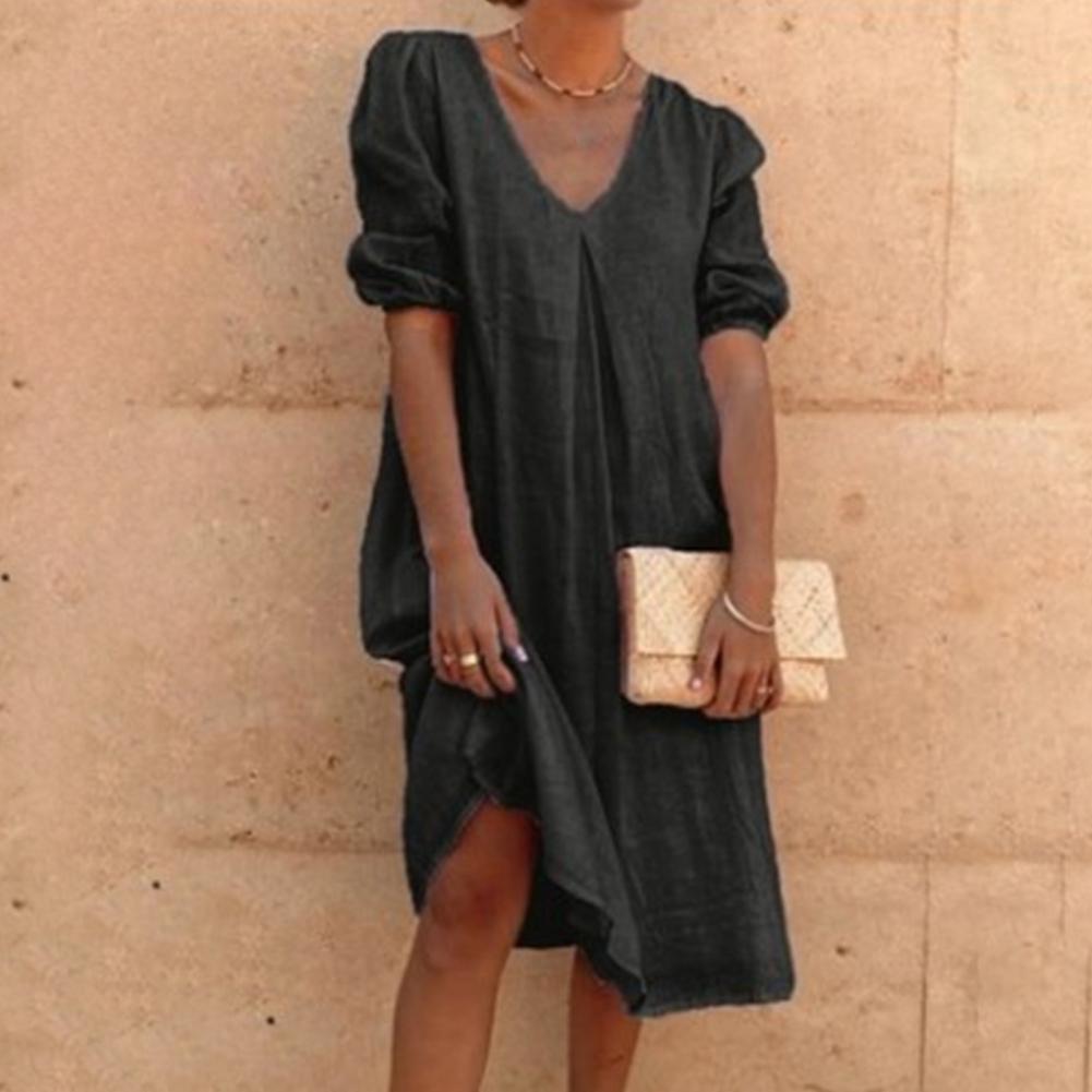 Levoire | Robe En Lin Élégante Noir