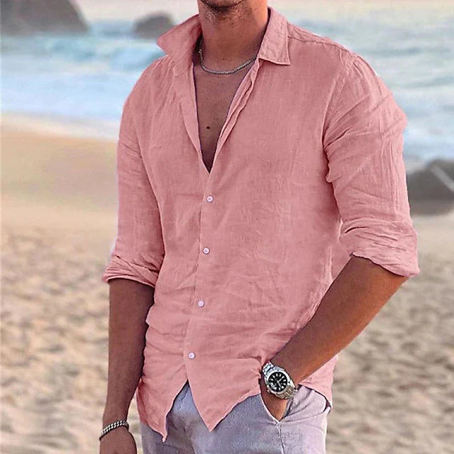 Levoire | Chemise En Lin Pour Homme Légère, Respirante Et Élégante Rosa