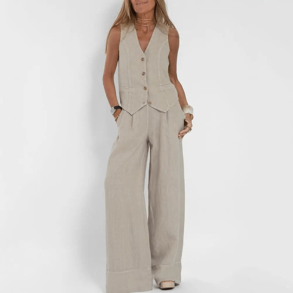 Levoire | Ensemble Décontracté Gilet Pantalon Beige