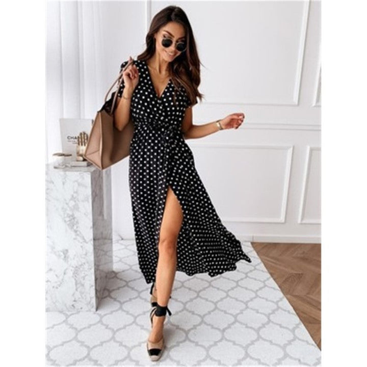Levoire | Robe Bohémienne Maxi Dress Avec Fente Sexy Noir